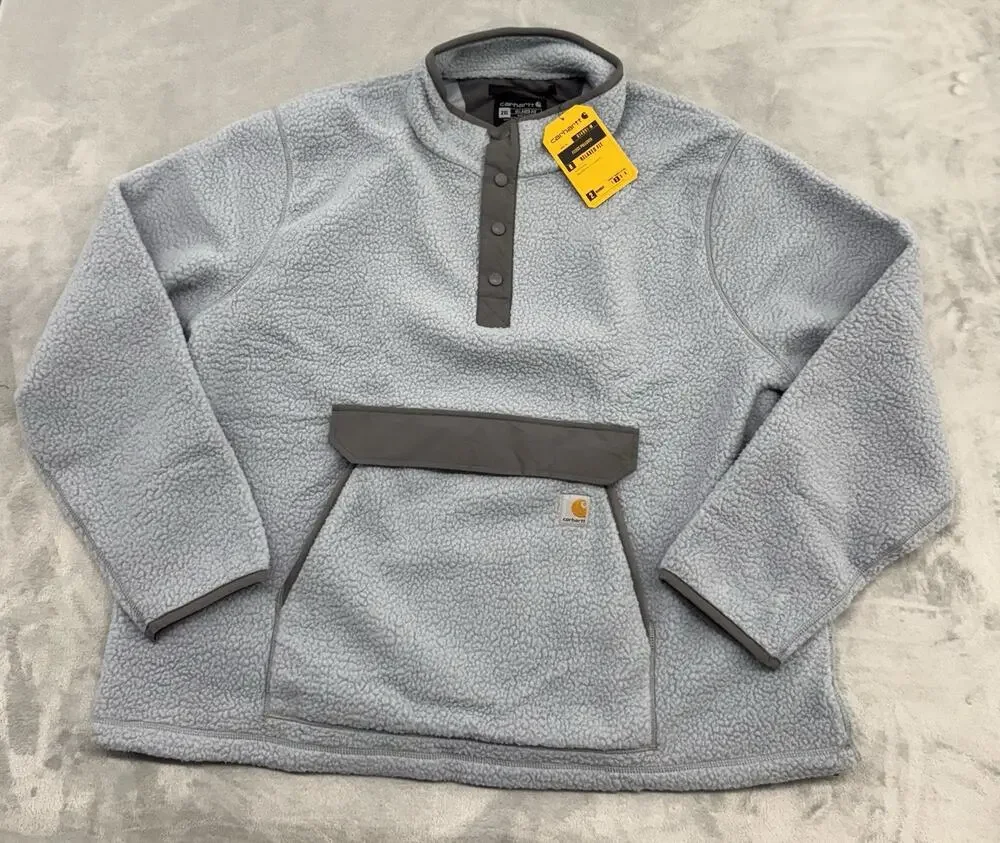 Carhartt Relaxed Fit Fleece Pullover Mens 2XL Light Blue Sherpa Snap t NWT